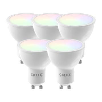 Set van 5 Calex Smart LED Lamp GU10 Reflector RGB 5W 350lm, Nieuw