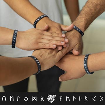 Mprainbow Heren Viking Rune Armband - Wolf Design, Zwart/Wit