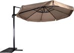 Zweefparasol Virgo Taupe Ø350cm inclusief zware parasolvoet, Tuin en Terras, Parasols, Ophalen of Verzenden, Nieuw