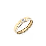 Bicolor gouden ring met zirconia, Sieraden, Tassen en Uiterlijk, Ringen, Gebruikt, Overige kleuren, 19 tot 20, Ophalen of Verzenden