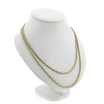 Gouden lange gevlochten vossenstaart schakelketting | 87...., Ophalen of Verzenden, Gebruikt, Goud, Goud