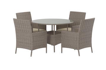tuinset-sven-5-delig-4-personen-rond-bruin-wicker-glas-the-o, Verzenden, Nieuw