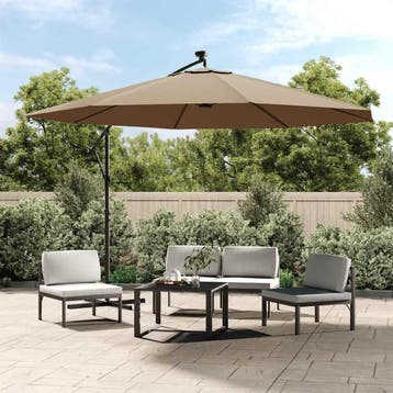vidaXL Zweefparasol met LED-verlichting en metalen paal 350, Tuin en Terras, Verzenden, Nieuw, 2 tot 3 meter, Zweefparasol