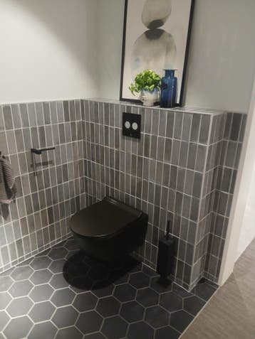 Toilet set mat zwart met zitting Free Flush 0002 - 79, Ophalen, Nieuw, Toilet