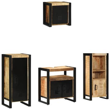 vidaXL Badkamermeubelset 4 st Bruin en zwart 40 x 35 x 90 cm, Verzenden, Nieuw, Overige typen