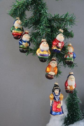 Kerstballen Krebs, Lauscha: Sneeuwwitje en de 7 dwergen (8), Antiek en Kunst