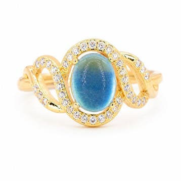 Zonder minimumprijs - Ring Verguld Aquamarijn - Diamant -, Nieuw