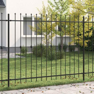 vidaXL Spike Fence Asten Zwart 200 x 200 cm Gepoedercoat, Verzenden, Nieuw, IJzer