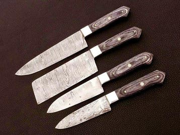 Keukenmes - Chefs knife - Staal, Hout, Leder - Onbekend