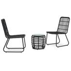 vidaXL 3-delige Bistroset poly rattan zwart, Verzenden, Nieuw, Rotan, 3 zitplaatsen