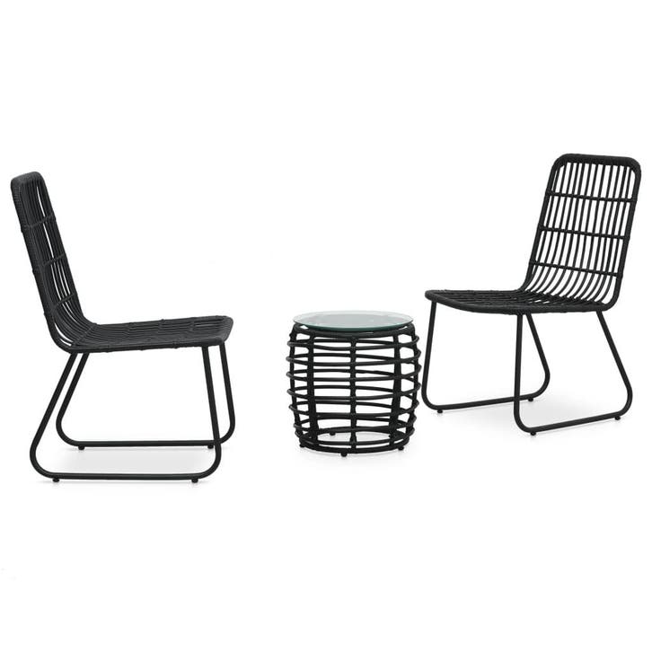 vidaXL 3-delige Bistroset poly rattan zwart, Tuin en Terras, Tuinsets en Loungesets, Nieuw, 3 zitplaatsen, Rotan, Verzenden