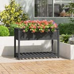vidaXL Plantenbak met schap 111,5x54x81 cm massief, Verzenden, Nieuw, Hout, 60 cm of meer