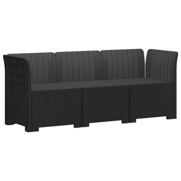 vidaXL 3-Zits Tuin Sofa Rattan Look PP Antraciet, Verzenden, Nieuw