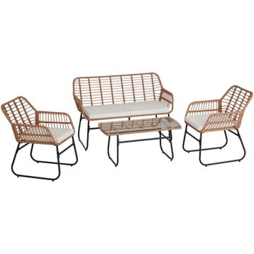 Wicker zitgroep Molfetta XL voor 4 personen - natuur, Verzenden, Nieuw