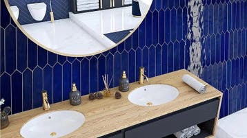 Wandtegel Donkerblauw 5x25cm (Muurtegels, Afbouwmaterialen), Nieuw, 20 tot 40 cm, 10 m² of meer, Wandtegels