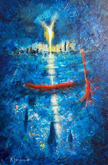Miroslav Spadrna (pintorcheco) - “Fractura Roja en Azul -XL