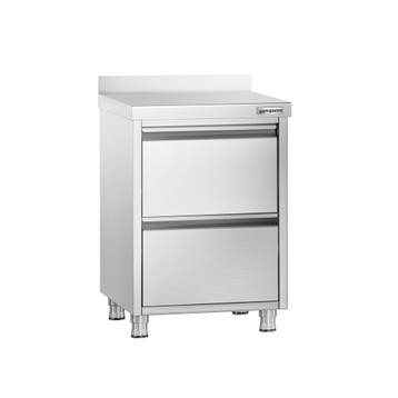 GGM Gastro | Ladenkast PREMIUM - RVS - met 2 laden - met |, Verzenden, Nieuw in verpakking, RVS Meubilair