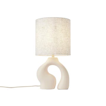 Japandi tafellamp beige met linnen kap - Dahlia, Verzenden, Nieuw, Kunststof