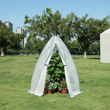 [en.casa] Tuinkas Hunze foliekas 183xØ160 cm wit en groen, Verzenden, Nieuw