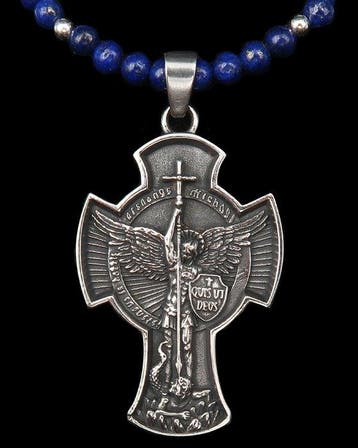 Lapis lazuli - Sint-Michaël aartsengel - demonenuitdrijving, Antiek en Kunst