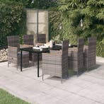 vidaXL 7-delige Tuinset met kussens grijs, 6 zitplaatsen, Nieuw, Tuinset, Verzenden