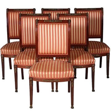 Stel van 6 Mahonie stoelen Empire door Pander ca 1890 incl s, Ophalen of Verzenden