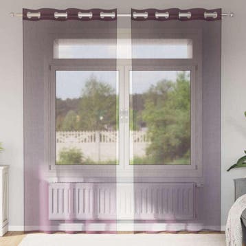 vidaXL Gordijnen voile met doorvoertules 2 st 140x225 cm, Verzenden, Nieuw, Paars