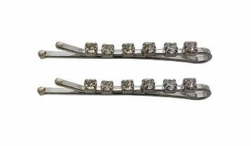 Haarspeld Schuifspeldjes 4cm - Strass Steentjes - Zilver -, Nieuw