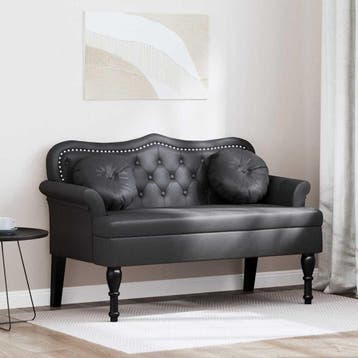 vidaXL Chesterfield Bank Zwart 120,5 x 65 x 75 cm Nep Leer, Huis en Inrichting, Banken | Bankstellen, Verzenden, Nieuw, Leer, Minder dan 150 cm