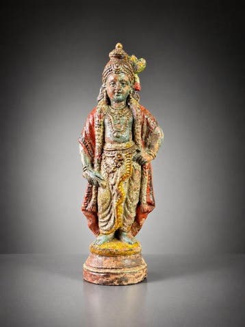 Beeld, 34 cm! Krishna - late 19th c. - South India - 34 cm -, Antiek en Kunst