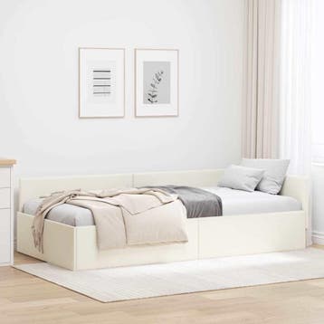 Logeerbed Hoekmodel Creme | Laatste Stuk!, 100 cm, Eenpersoons, Ophalen of Verzenden, Zo goed als nieuw