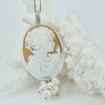 Zilver, Zonder reservering - Cameo - Handgegraveerde camee
