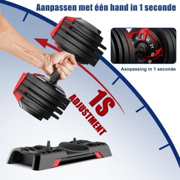 2dekans | DH FitLife Verstelbare Halter 24KG – 12, Sport en Fitness, Fitnessmaterialen, Ophalen of Verzenden, Zo goed als nieuw
