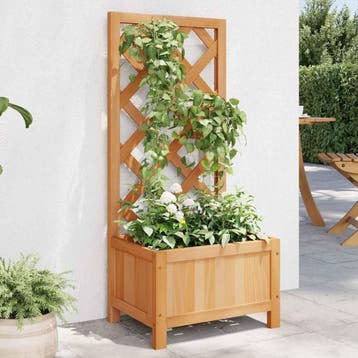 vidaXL Plantenbak met latwerk 40x30x90 cm massief vurenhout, Verzenden, Minder dan 60 cm, Nieuw, 60 cm of meer
