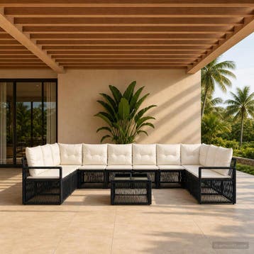 vidaXL Tuinbankenset 11 pcs Zwart poly rattan, Tuin en Terras, Verzenden, Nieuw, Meer dan 8 zitplaatsen