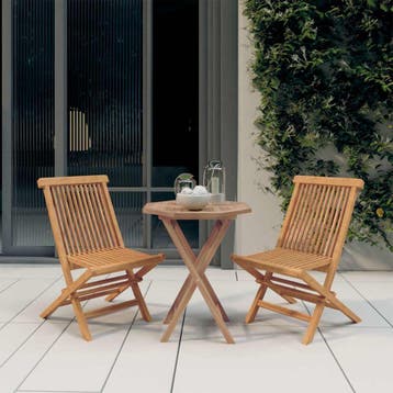 vidaXL 3-delige Tuinset massief teakhout, Tuin en Terras, Verzenden, Nieuw, Hout, Tuinset