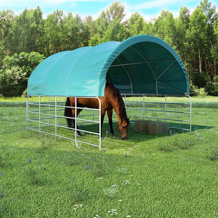 vidaXL Veetent 3,7x3,7 m PVC groen, Tuin en Terras, Partytenten, Nieuw, Verzenden