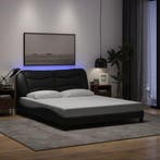 vidaXL Bedframe met LED zonder matras Hvar 160x200 cm stof, Huis en Inrichting, Slaapkamer | Bedden, Verzenden, Zwart, 200 cm