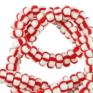20 x Polymeer kralen rondellen 7mm White-red, Hobby en Vrije tijd, Kralen en Sieraden maken, Ophalen of Verzenden, Nieuw, Kraal