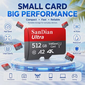 256GB Micro SDXC Kaart V30 4K Ultra HD - Hoge Snelheid Flash, Hobby en Vrije tijd, Denksport en Puzzels, Verzenden, Nieuw