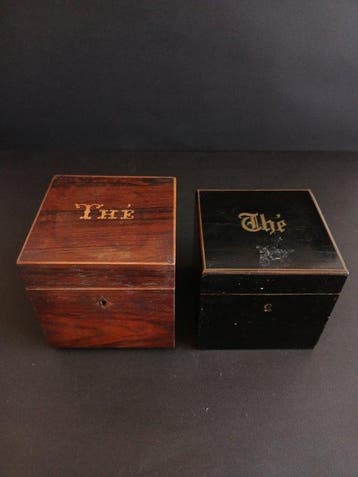 Doos (2) - Hout - Theedozen uit de 19e eeuw, Antiek en Kunst