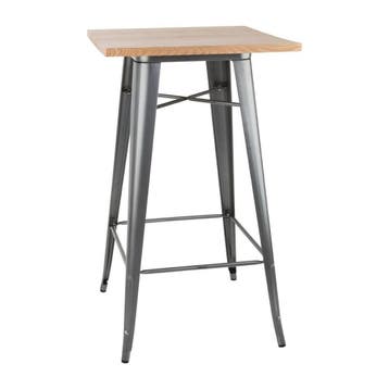 Bolero Bistro bartafel met houten blad grijs, Verzenden, Nieuw in verpakking