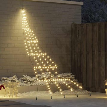 vidaXL LED Kerstboom met Grondspiesjes Warmwit 306 cm Metaal, Verzenden, Nieuw