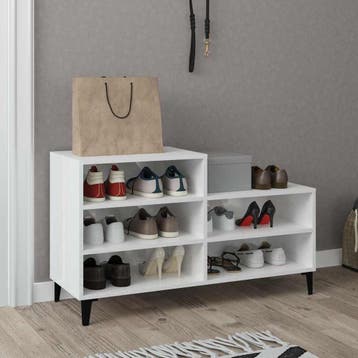 vidaXL Schoenenkast 102x36x60 cm bewerkt hout hoogglans wit, Verzenden, Nieuw