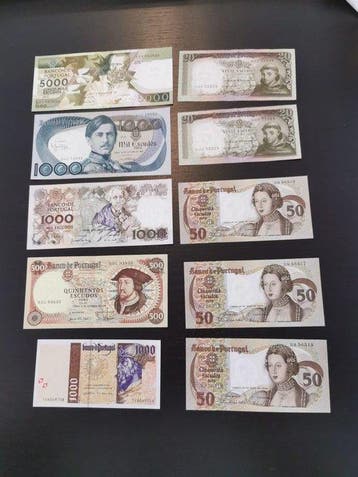Portugal. - 10 Banknotes - Various Dates (Zonder
