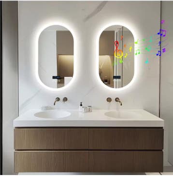Ovale LED Badkamerspiegel –Bluetooth, Display en Anticondens, Verzenden, Nieuw