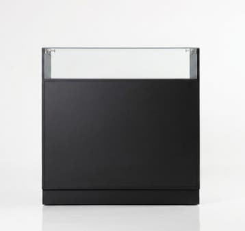 Zwarte toonbank met vitrineglas 100 cm breed