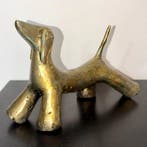 Abdoulaye Derme - sculptuur, Chien patine doré - 15.5 cm -