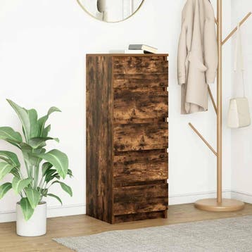 vidaXL Dressoir met lades 37,5x35x99 cm spaanplaat gerookt, Verzenden, Nieuw, Overige houtsoorten