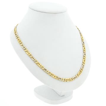 Bicolor gouden marineschakel ketting, Ophalen of Verzenden, Gebruikt, Overige kleuren, Goud